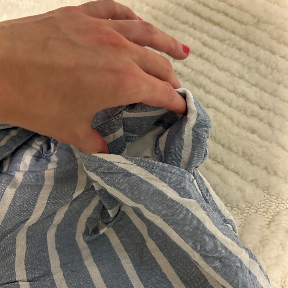 LOFT Blue and White Striped Women Shorts - Picture 3 of 5